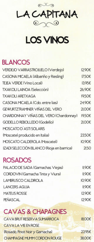 Restaurantes en Santurtzi y Valle de Villaverde vinos